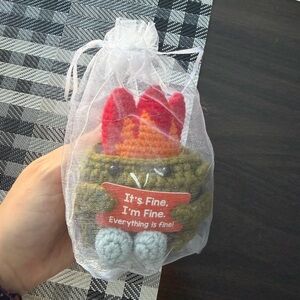 Crochet Plush Toy with Red Flames Dumpster Fire